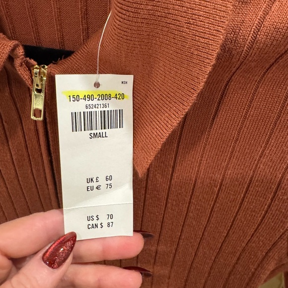 Abercrombie & Fitch Rust Ribbed Zip-Up Sweater - Picture 2 of 5